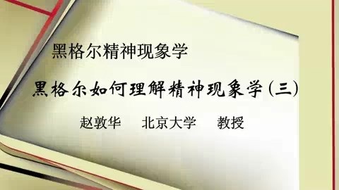 北京大学 黑格尔精神现象学 全11讲 主讲-赵敦华 视频教程
