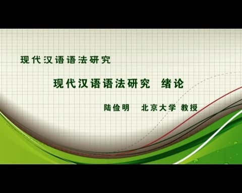 北京大学 现代汉语语法研究 全75讲 主讲-陆俭明 视频教程