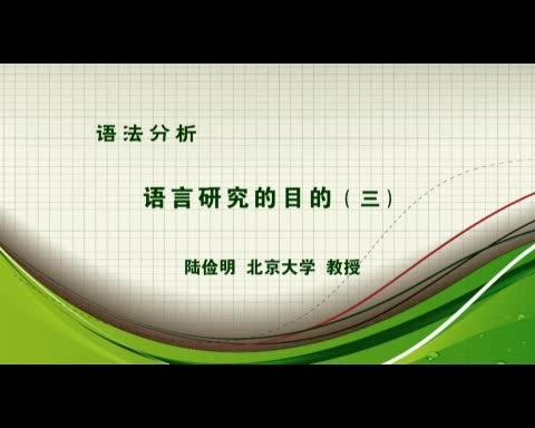 北京大学 语法分析 全57讲 主讲-陆俭明 视频教程