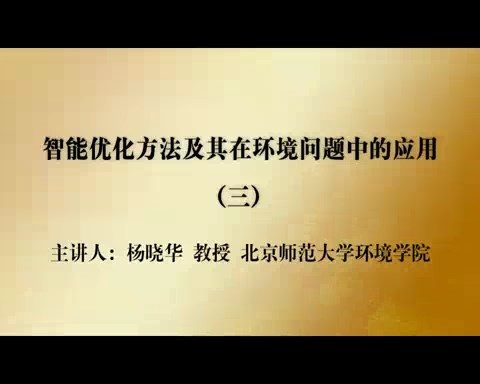 北京师范大学 智能优化方法及其在环境问题中的应用 全3讲 主讲-杨晓华 视频教程