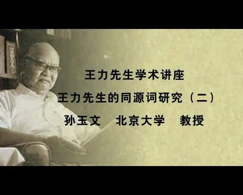 北京大学 王力先生学术讲座-王力先生的同源词研究 全7讲 主讲-孙玉文 视频教程