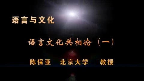 北京大学 语言与文化 全33讲 主讲-陈保亚 视频教程