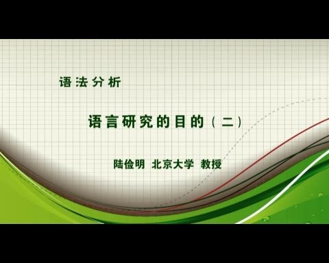 北京大学 语法分析 全57讲 主讲-陆俭明 视频教程