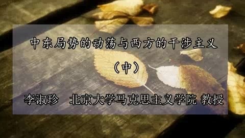 北京大学 中东局势的动荡与西方的干涉主义 全3讲 主讲-李淑珍 视频教程