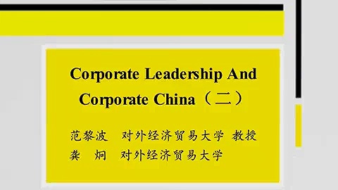 对外经济贸易大学 Corporate Leadership and Corporate China 全3讲 主讲-龚炯 视频教程