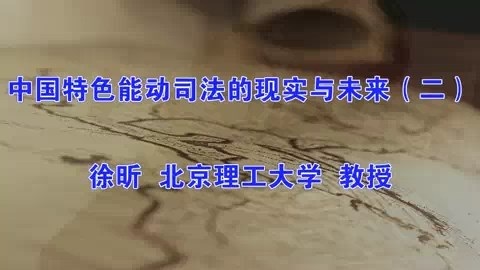 北京理工大学 中国特色能动司法的现实与未来 全5讲 主讲-徐昕 视频教程