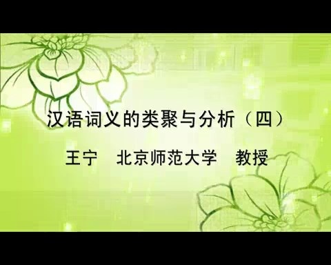 北京师范大学 汉语词义的类聚与分析 全7讲 主讲-王宁 视频教程