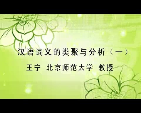 北京师范大学 汉语词义的类聚与分析 全7讲 主讲-王宁 视频教程