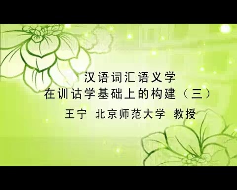 北京师范大学 汉语词汇语义学在训诂学基础上的构建 全4讲 主讲-王宁 视频教程