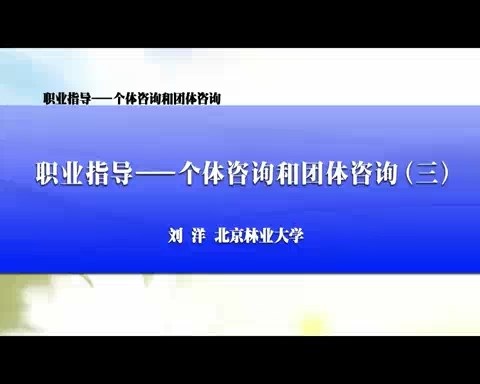 北京林业大学 职业指导个体咨询和团体咨询 全9讲 主讲-刘洋 视频教程