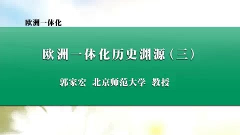 北京师范大学 欧洲一体化 全40讲 主讲-郭家宏 视频教程
