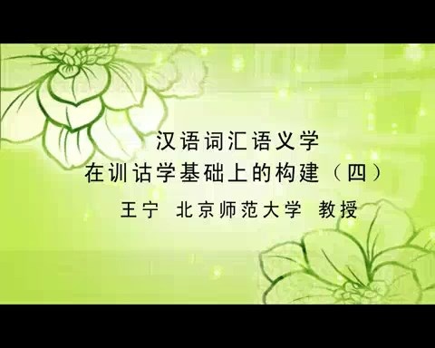 北京师范大学 汉语词汇语义学在训诂学基础上的构建 全4讲 主讲-王宁 视频教程