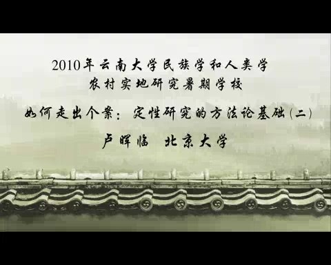 北京大学 如何走出个案-定性研究的方法论基础 全6讲 主讲-卢晖临 视频教程