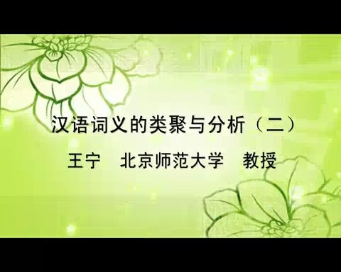 北京师范大学 汉语词义的类聚与分析 全7讲 主讲-王宁 视频教程
