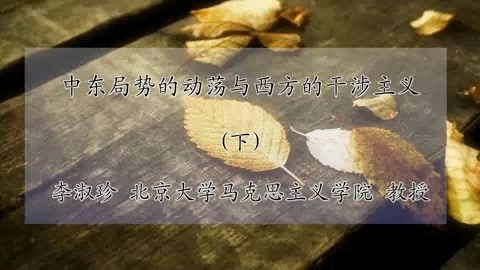 北京大学 中东局势的动荡与西方的干涉主义 全3讲 主讲-李淑珍 视频教程