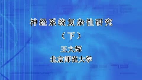 北京师范大学 神经系统复杂性研究 全2讲 主讲-王大辉 视频教程