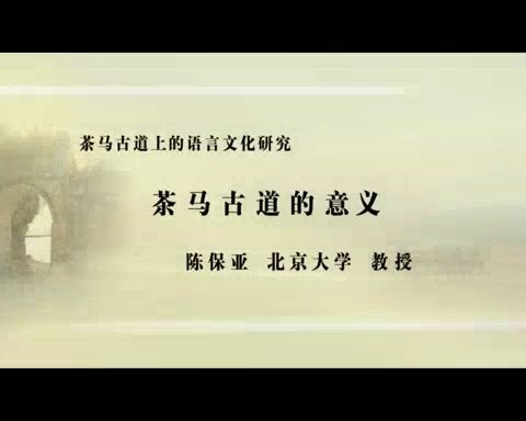 北京大学 茶马古道上的语言文化研究 全2讲 主讲-陈保亚.木霁弘 视频教程