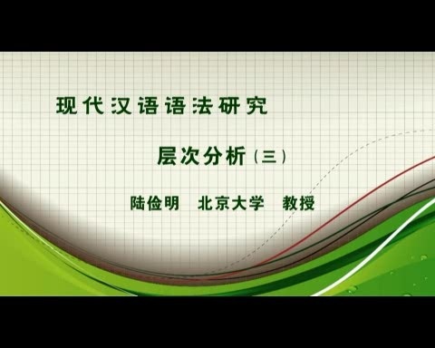 北京大学 现代汉语语法研究 全75讲 主讲-陆俭明 视频教程