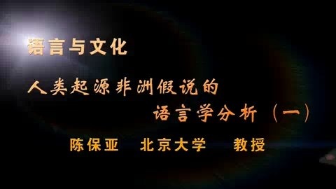 北京大学 语言与文化 全33讲 主讲-陈保亚 视频教程