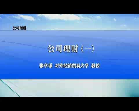 对外经济贸易大学 公司理财 全40讲 主讲-张学谦 视频教程