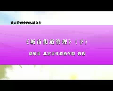 北京青年政治学院 城市管理中的体制分析 全3讲 主讲-刘绮菲 视频教程