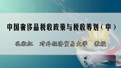 对外经济贸易大学 中国奢侈品税收政策与税收筹划 全3讲 主讲-孔淑红 视频教程
