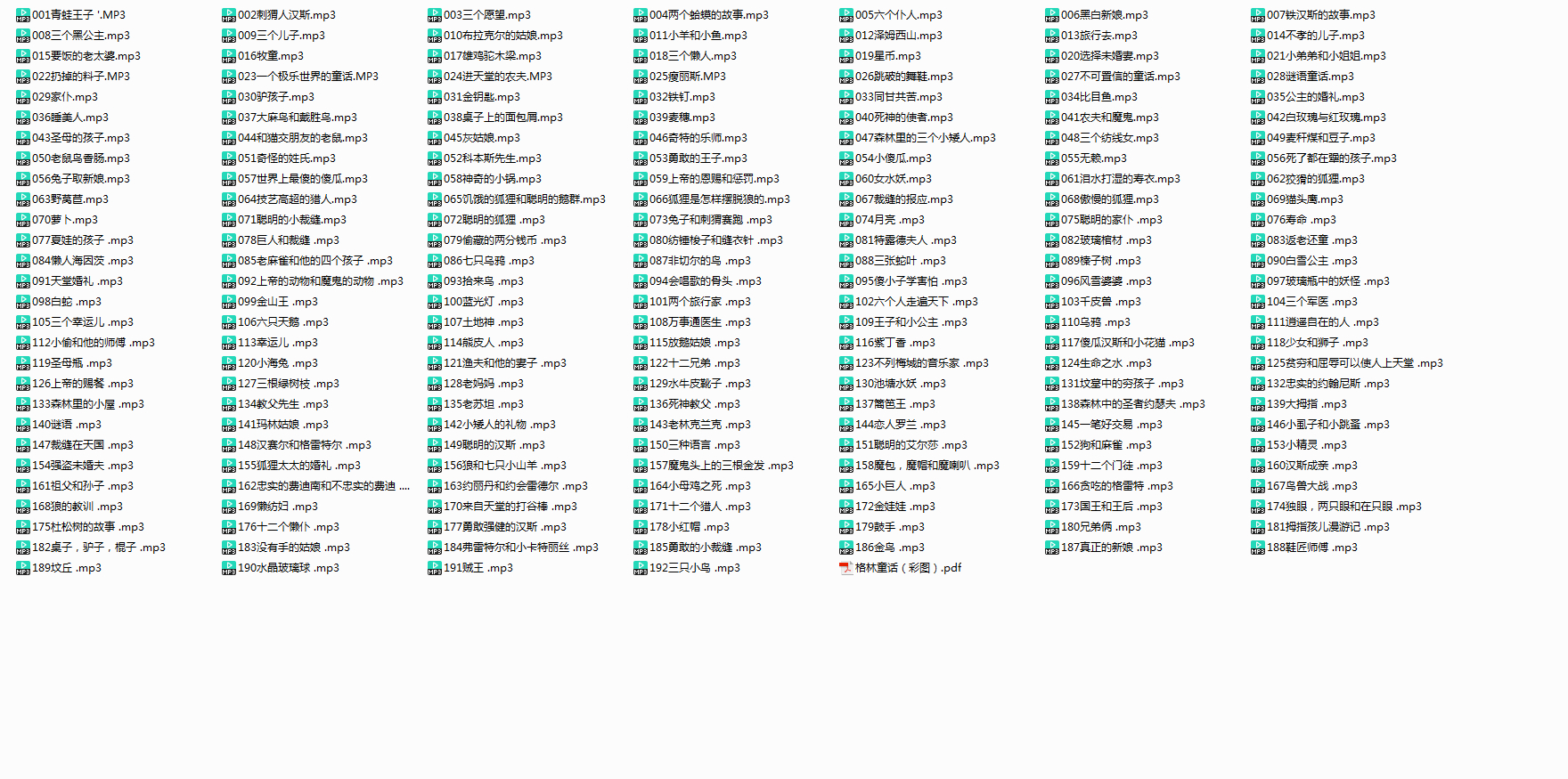 早教胎教系列 格林童话故事 MP3完整版 全193集 附配套书籍 音乐资源