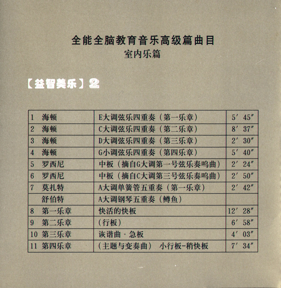 早教胎教系列  全能全脑教育音乐 完整版 全4CD 音乐资源