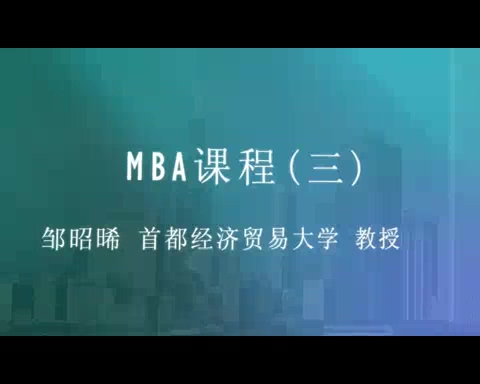 首都经济贸易大学 MBA课程 全28讲 主讲-邹昭晞 视频教程