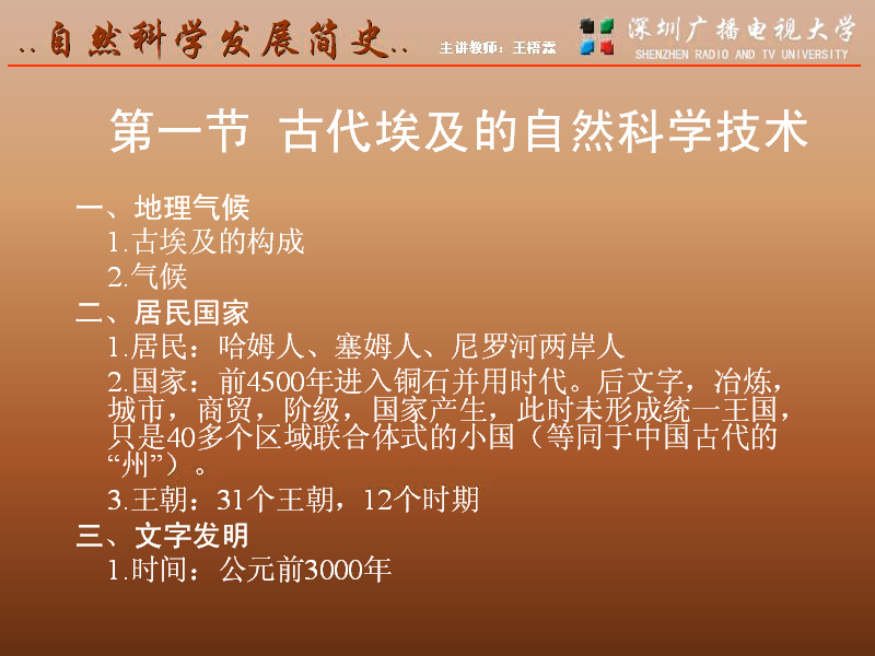 深圳广播电视大学 自然科学发展简史 全14讲 主讲-王悟霖 视频教程