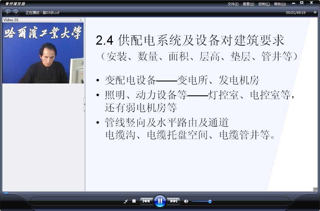 哈尔滨工业大学 建筑设备(电) 全8讲 主讲-宋镇江 附讲稿 视频教程