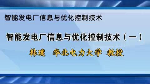 华北电力大学 智能发电厂信息与优化控制技术 全2讲 主讲-韩璞 视频教程
