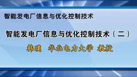 华北电力大学 智能发电厂信息与优化控制技术 全2讲 主讲-韩璞 视频教程