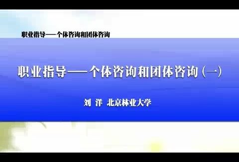 北京林业大学 职业指导个体咨询和团体咨询 全9讲 主讲-刘洋 视频教程