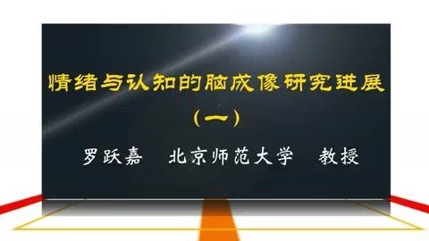 北京师范大学 情绪与认知的脑成像研究进展 全5讲 主讲-罗跃嘉 视频教程
