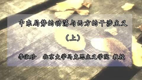 北京大学 中东局势的动荡与西方的干涉主义 全3讲 主讲-李淑珍 视频教程