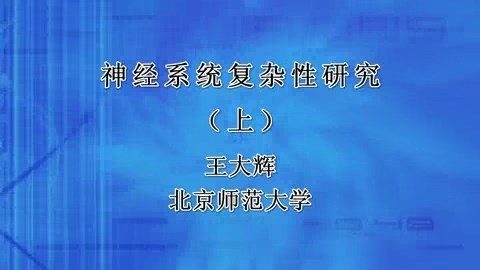 北京师范大学 神经系统复杂性研究 全2讲 主讲-王大辉 视频教程