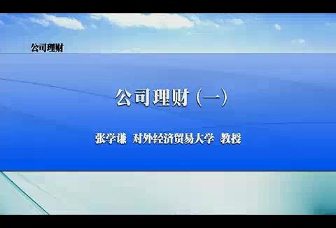 对外经济贸易大学 公司理财 全40讲 主讲-张学谦 视频教程