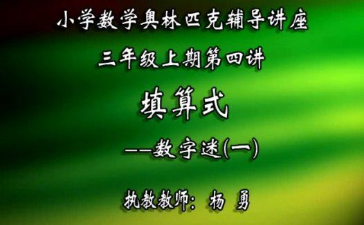 小学三年级数学奥林匹克竞赛辅导视频课程 全12讲 视频教程
