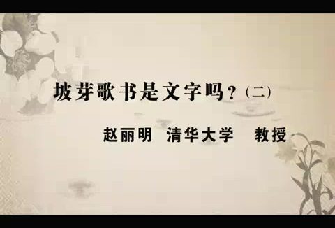 清华大学 坡芽歌书是文字吗 全4讲 主讲-赵丽明 视频教程